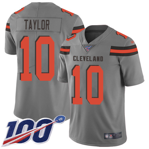 Cleveland Browns Taywan Taylor Men Gray Limited Jersey #10 NFL Football 100th Season Inverted Legend->cleveland browns->NFL Jersey